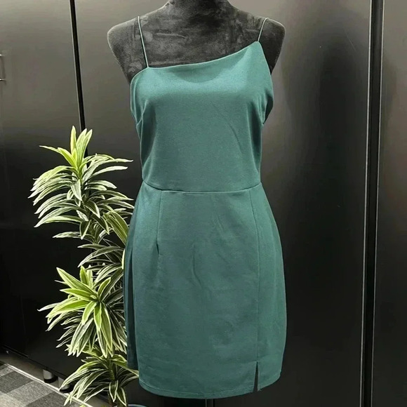 Altar’d State Asymmetrical neckline,stretch cord straps,zipper back,slit - Picture 1 of 10